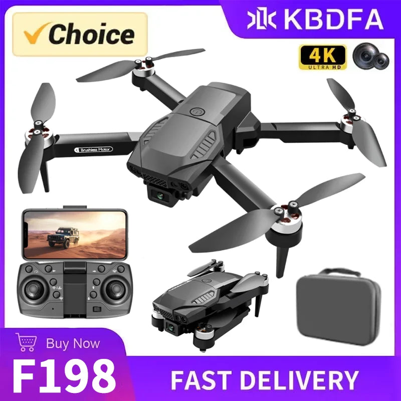 F198 Drone WIFI FPV HD Aerial Photography Wide Angle Dual Camera Professional with 1080P Brushless RC Foldable Quadcopter