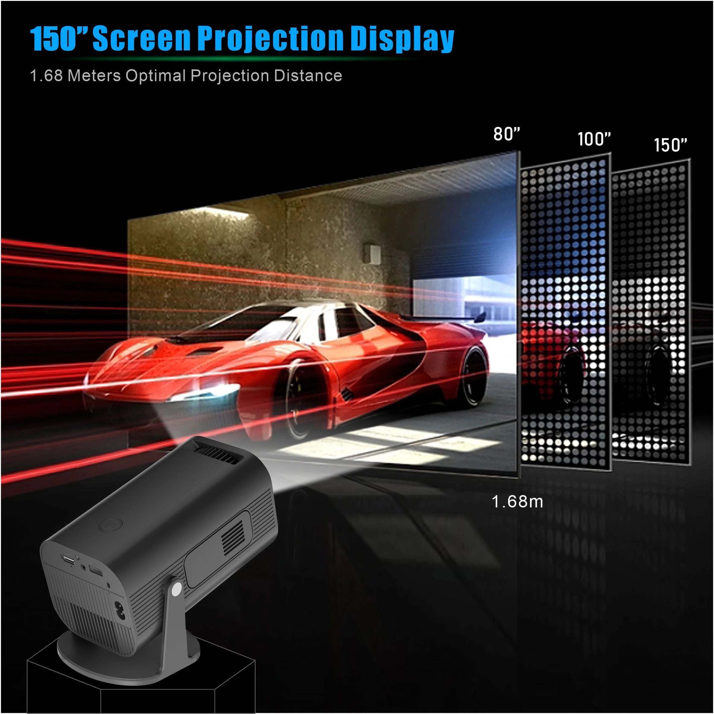P330 Smart Projector 1080P Android 11 Wifi BT5.0 Decode 4K Auto Keystone Home Cinema Outdoor Projector Airplay Iphone